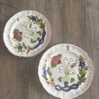 Cantagalli Italian Art Pottery 7.75” Plate Set Of 2 Hand Painted Flower Pattern