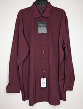 Shaquille O'Neal XLG Mens Big Fit Dress Shirt Size 2XL 18.5 35/36 Flag Red Solid