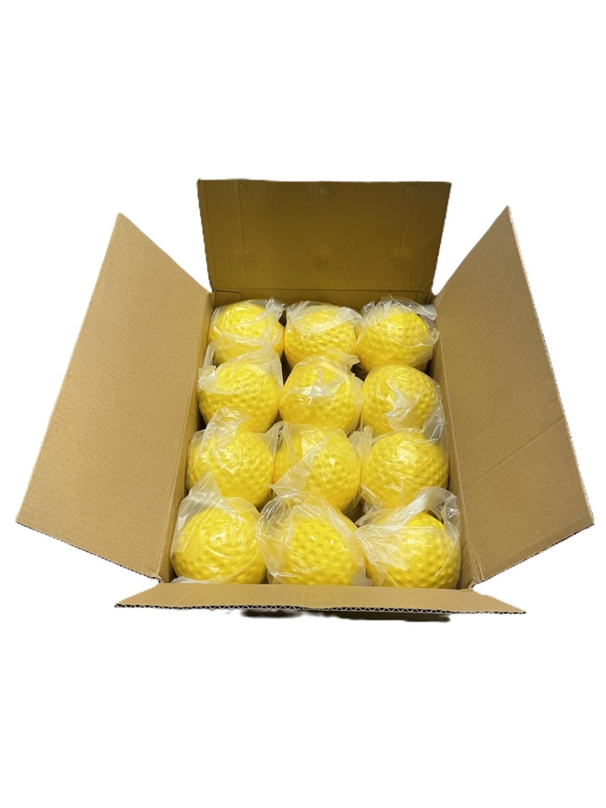12 Sting-Free Dimpled Pitching Machine Softballs balls 12" - Yellow