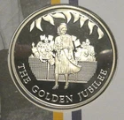Falklands 50 pence 2002 silver proof Jubilee on Mercury coin cover 28.2g 0.925
