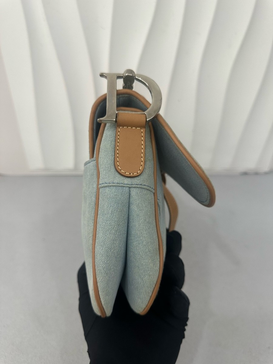 Christian Dior Vintage Double Saddle Light Blue Denim with
