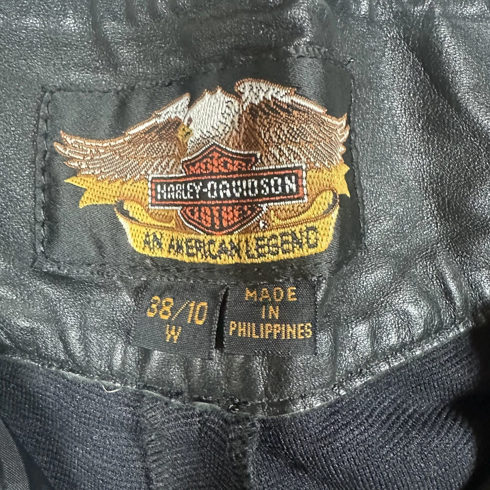 Pantalones de cuero Harley Davidson para mujer 38 bolsillos con cremallera para motociclista Foto 3 de 4