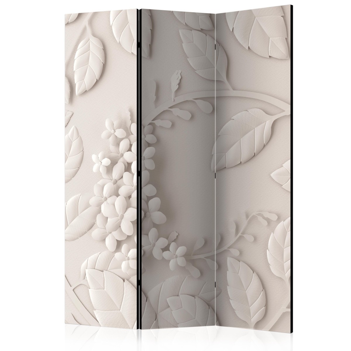 Paravent 3 volets pliable imprimé floral pour coin bureau salon