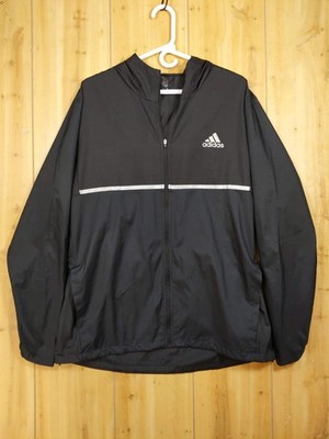 Adidas Men Size L Own the Run Jacket Full Zip Hooded Reflective Water Repellent