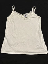 Gap Women’s XS White Cotton Blend Cami Lace Trim Pullover A30