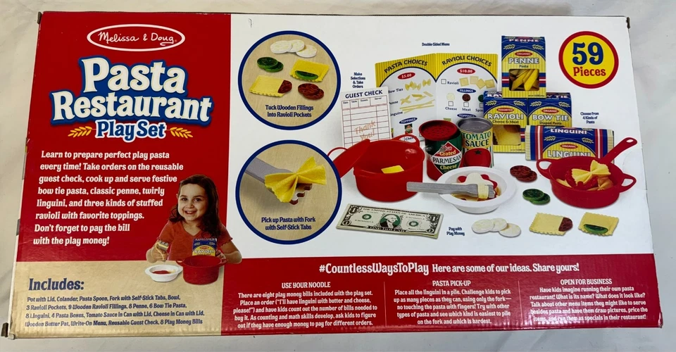 Melissa & Doug Pasta Restaurante Juguete Juego 59 Piezas NUEVO Caja Sellada Foto 3 de 4
