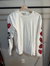 PLAY Comme des Gar ons Long Sleeve T-Shirt White Multi Heart Men  s L