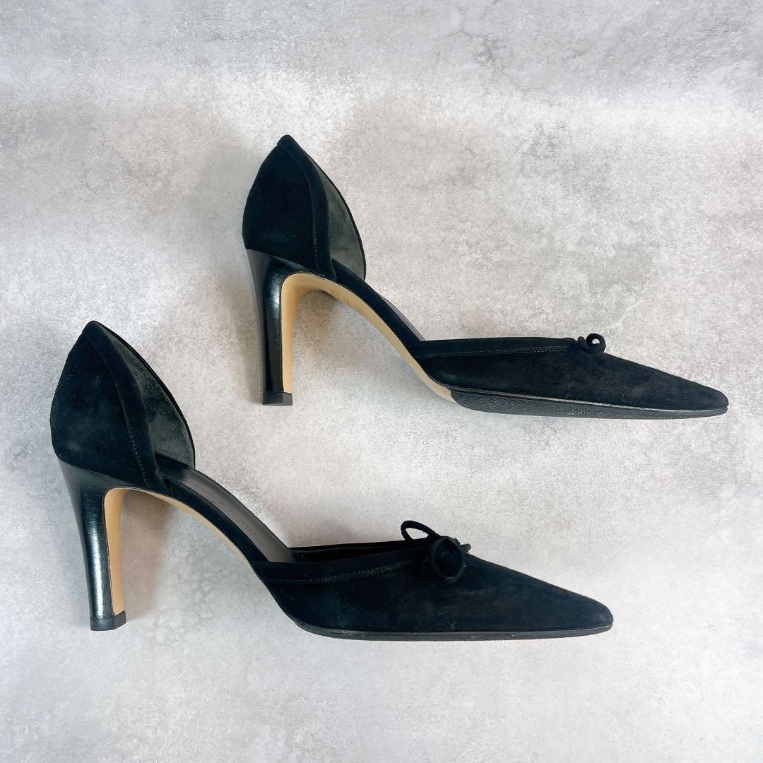 Auth Gucci GG Ribbon Pumps Leather Black Logo Heel Shoes EU36.5 US6.5 UK3.5 thumbnail 12