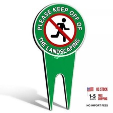 Yard Sign - Please Keep Off Landscaping - Metal Reflective - 6 x 12 Inch l4