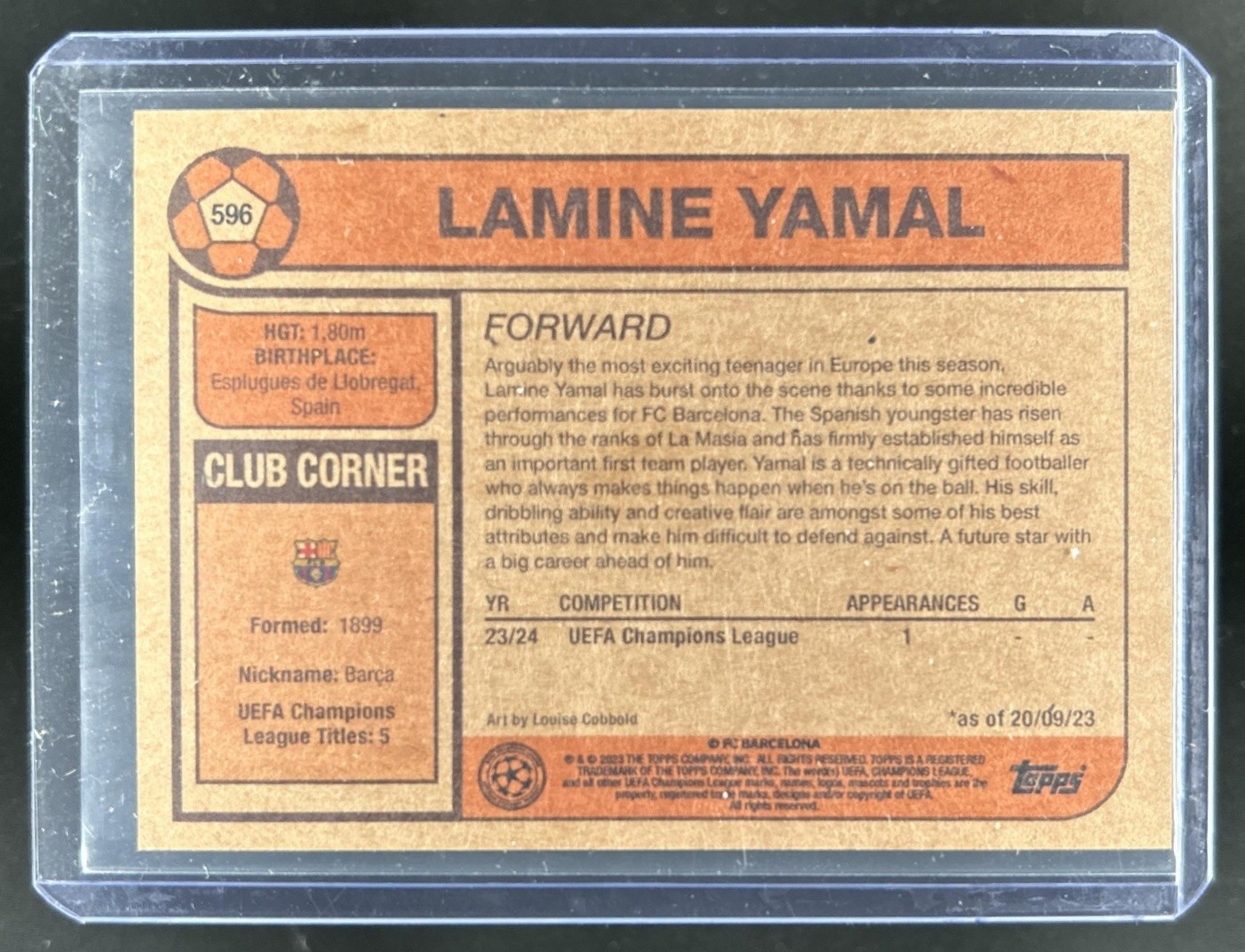 2023 Topps Living UEFA Lamine Yamal RC Rookie #596 Barcelona view 2