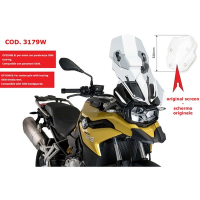 PUIG ADJUSTABLE FAIRING FOR BMW F750 GS 18-24 TRANSPARENT-3179W
