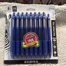 Zebra Pen Z-Grip Retractable Ballpoint Pen, Medium Point, 1.0mm, Blue Ink, 18 