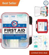Durable 326 Piece First Aid Kit in Red Case - Ideal for Home, Office, and Travel