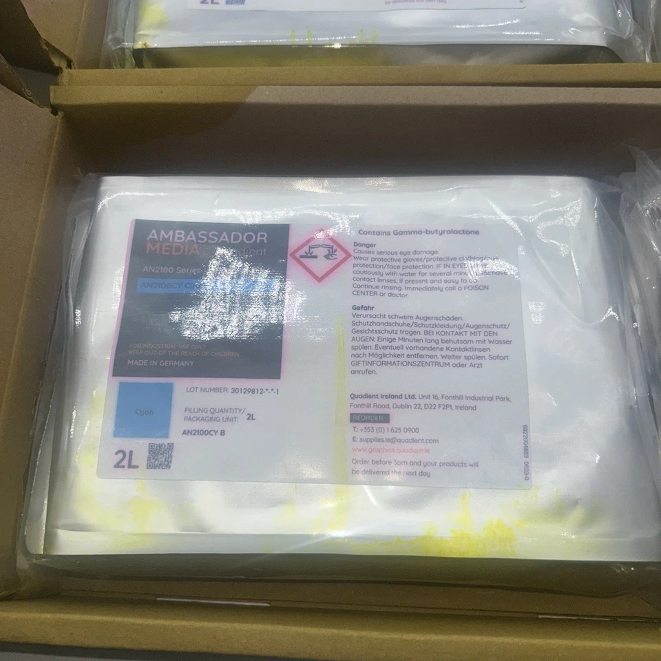 x3 Cyan Inkjet Ink 2 Litre Bag 100% Full With New Chip - 6 Litres Total - Image 2 of 4