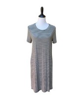 GAP Striped T-Shirt Dress SIZE LARGE Black White Short Sleeves Stretch Pullover