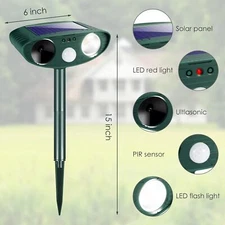 1-Piece Solar Ultrasonic Animal Repellent: Outdoor, Motion Sensor & Strobe Light