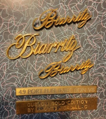 Vintage 1981-92 Cadillac Eldorado Biarritz Sail Panel Trunk Emblems gold plated