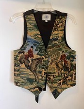 Miller Vest Womens Size M Vintage Horses Equestrian Hunt Theme