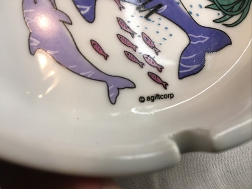 Vintage Souvenir Ashtray Virginia Beach Va. Swimming Dolphins Ashtray - Picture 4 of 12