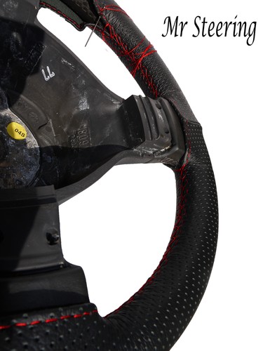 FÜR BMW 5ER F10 SCHWARZ PERFORIERTES LEDER LENKRADABDECKUNG ROT NÄHEN - Bild 3 von 5