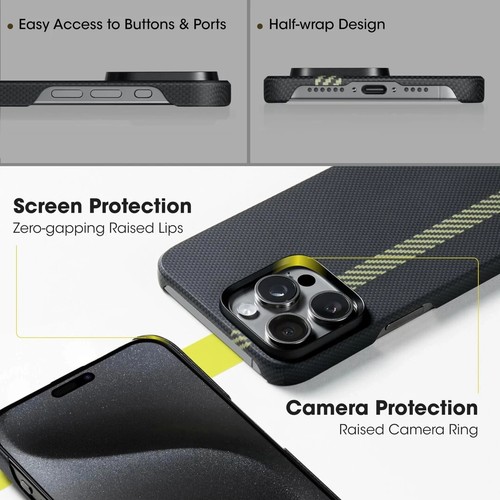 PITAKA Custodia Magnetica Compatibile con iPhone 15 Pro Max Fibra Aramidica Ultra Th - Foto 3 di 5