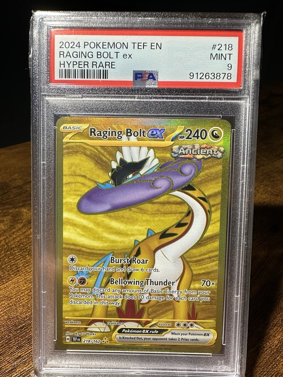 2024 Pokémon Temporal Forces #218 Raging Bolt EX Hyper Rare PSA 9