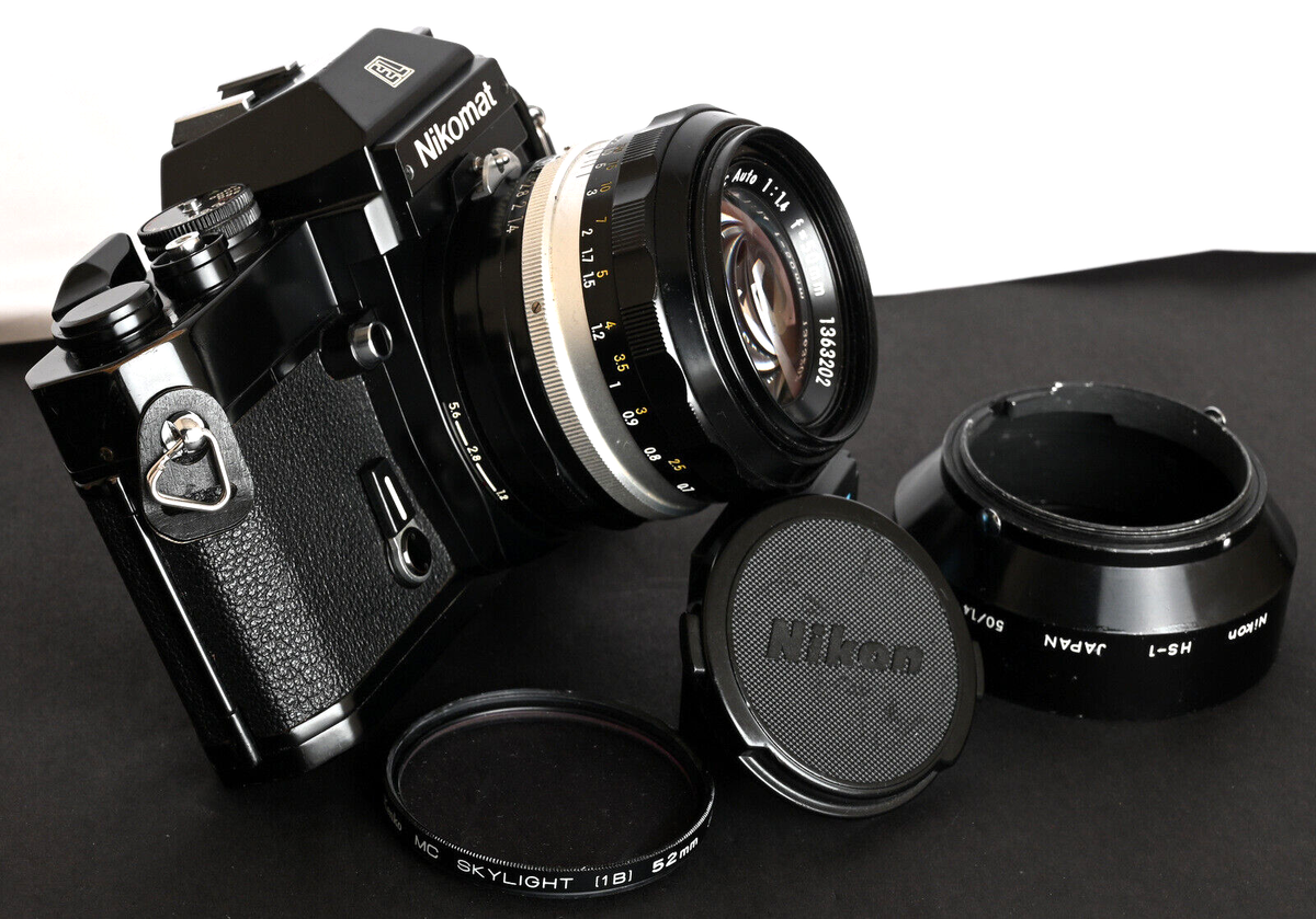Nikomat EL Black 35mm Film SLR c/w N. K. NIKKOR-S 50mm f/1.4 Lens