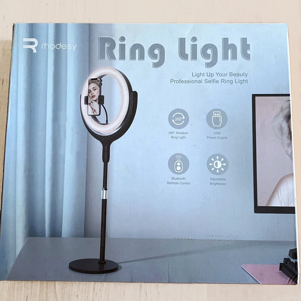 10" LED Ring Light Heavy Duty Stand Remote Control Mount Phone Holder Youtube - Image 2 of 4