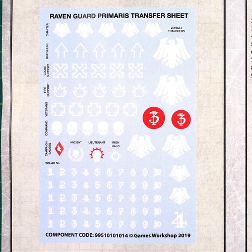 Raven Guard Primaris Decals Transfer #12203 Space Marines WH 40K - Picture 2 of 2