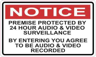 5in x 3in Audio and Video Surveillance Sticker