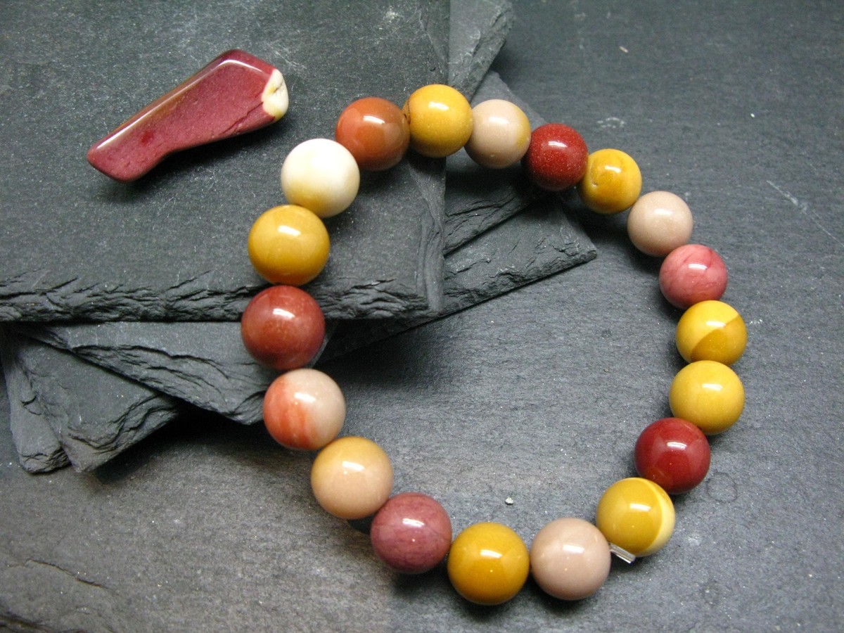 Mookaite Jasper Genuine Bracelet Inches 10mm Round Beads