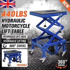 440lbs Hydraulic Motorcycle Lift Table 4 Wheels ATV Dirt Bike Scissor Jack Stand