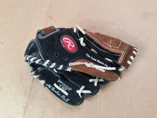 Rawlings Youth RHT PP100DP 10" Baseball Glove Black  Brown Suede Leather EUC