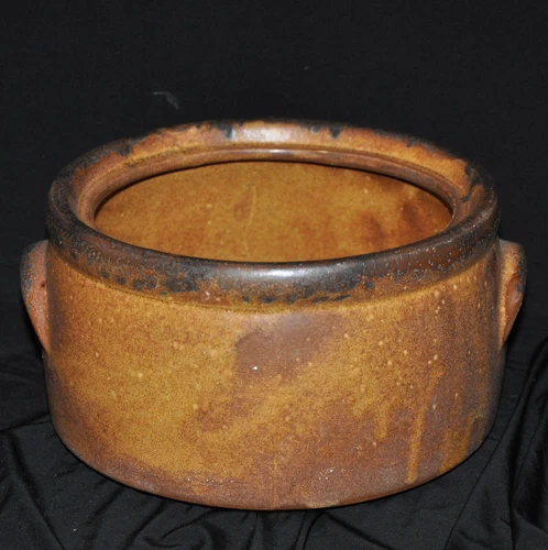 Vintage McCoy 1421 Bean Pot Soup Tureen Brown Rustic Ceramic Brown Black Dish