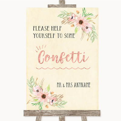 Personalisiertes Hochzeitsschild Blush Peach Floral Take Some Confetti