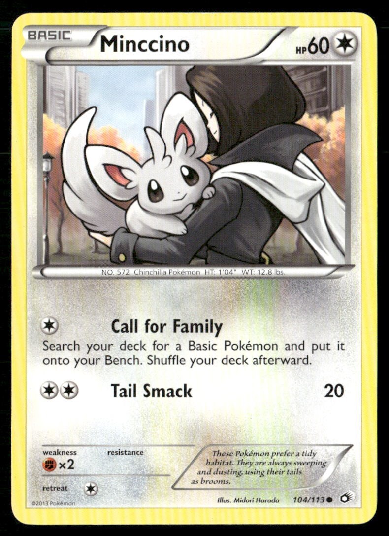 2013 Legendary Treasures Set Pokemon Card 104  Minccino LP