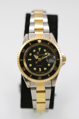 Luis Santini Uhr Damen Silber Gold Edelstahl St Wr Batterie Datum Schwarz Quarz