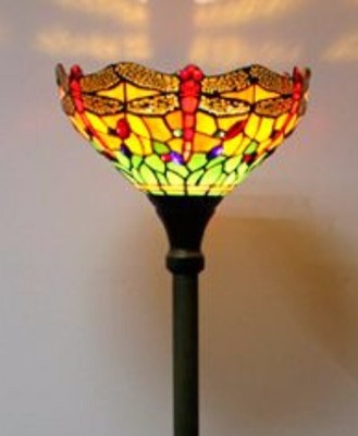 Tiffany Style Floor Lamp Torchiere Stained Glass Art Light