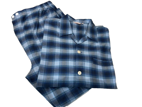NEW DEREK ROSE LUXURY BLUE WHITE CHECKED COTTON PYJAMAS SIZE XXL UK 46 - Picture 3 of 5