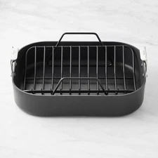 All-clad HA1 Nonstick 16"x13" Roaster w/Thermometer; Turkey Lifters &Pot Holders
