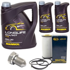 Motoröl Set MANNOL 5W30 7 Liter + Ölfilter + Schraube für Audi A3 RS3 TT Q3 2.5