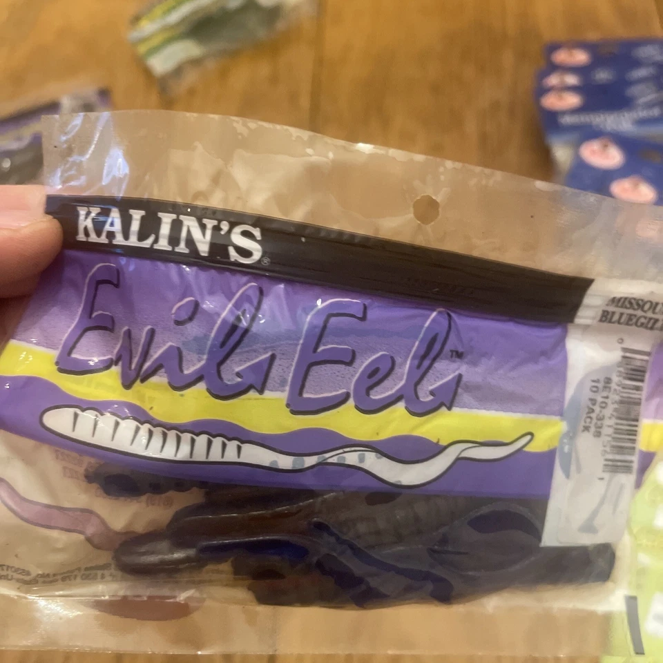 Kalin’s Evil Eel 8” Curly Tail paquete de 10 NOS 1996 Missouri Bluegill Foto 2 de 4