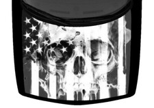 Grayscale Skull Grunge American US Flag Hood Wrap Vinyl Car Truck Graphic Decal