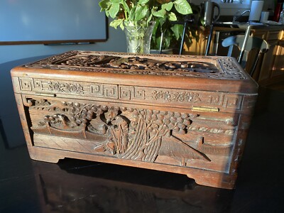 Vintage Chinese Camphor Wood Hand Crafted Box 17”x9”x8” | eBay