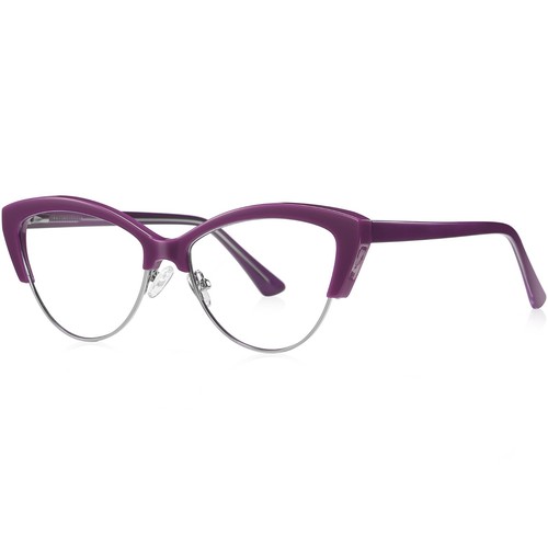 Gafas de ojo de gato para mujer marco de gafas de plástico bisagras de resorte púrpura plateado - Imagen 6 de 19