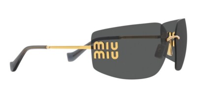 miu miu サングラス SMU54Y ゴールド×ブラック Miu Miu Sunglasses MU 54YS Gold Dark Grey 5AK5/S0 Women Wrap Logo