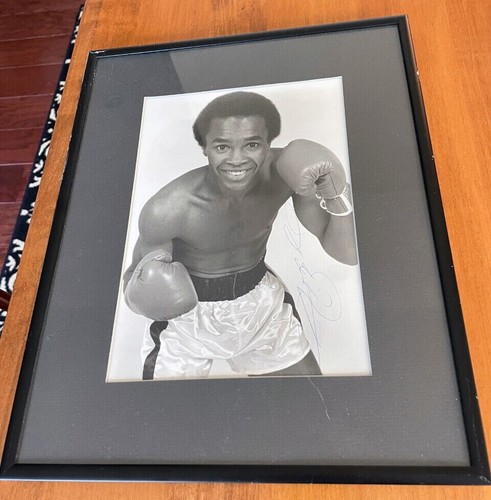 SUGAR RAY LEONARD HAND SIGNED DOODLED GLOSSY PHOTO ART PRINT CUSTOM FRAMED