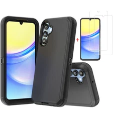 For Samsung Galaxy A15 5G A14 A54 A25 A35 Case Phone TPU Cover+Tempered Glass