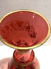  Bohemian Cranberry Gilt Decorated Glass Vase — photo 4