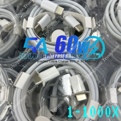 Braided Type C to USB C Cable PD Fast Charger Cord Lot For iPhone 15 Pro Max/16